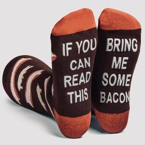 NWT Lavley Socks That Speak From The Sole,  “Bring Me Some Bacon” Men’s sz 6-13